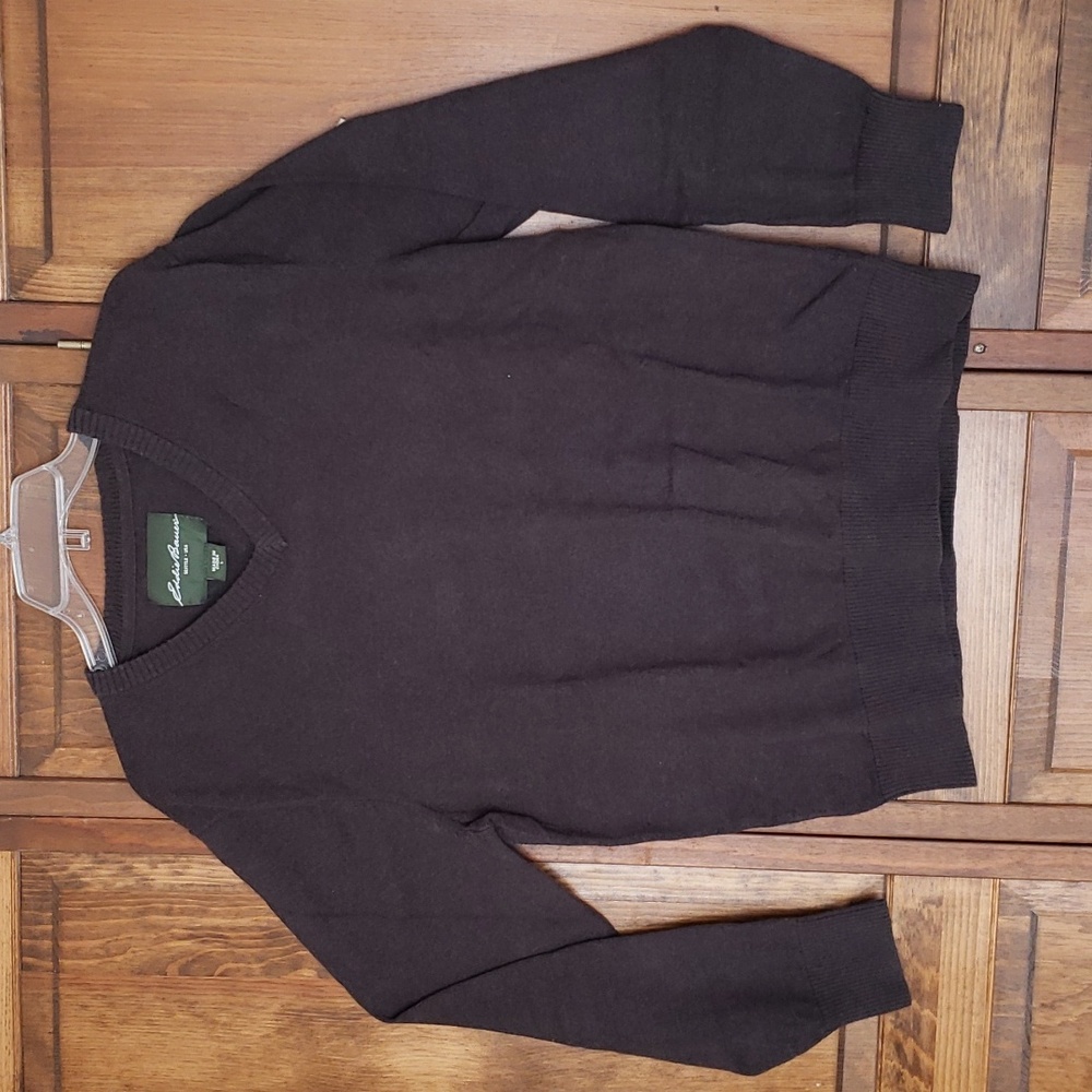 Eddie Bauer Men's Cotton Cotton Cashmere Blend V Neck Sweater Sz L
